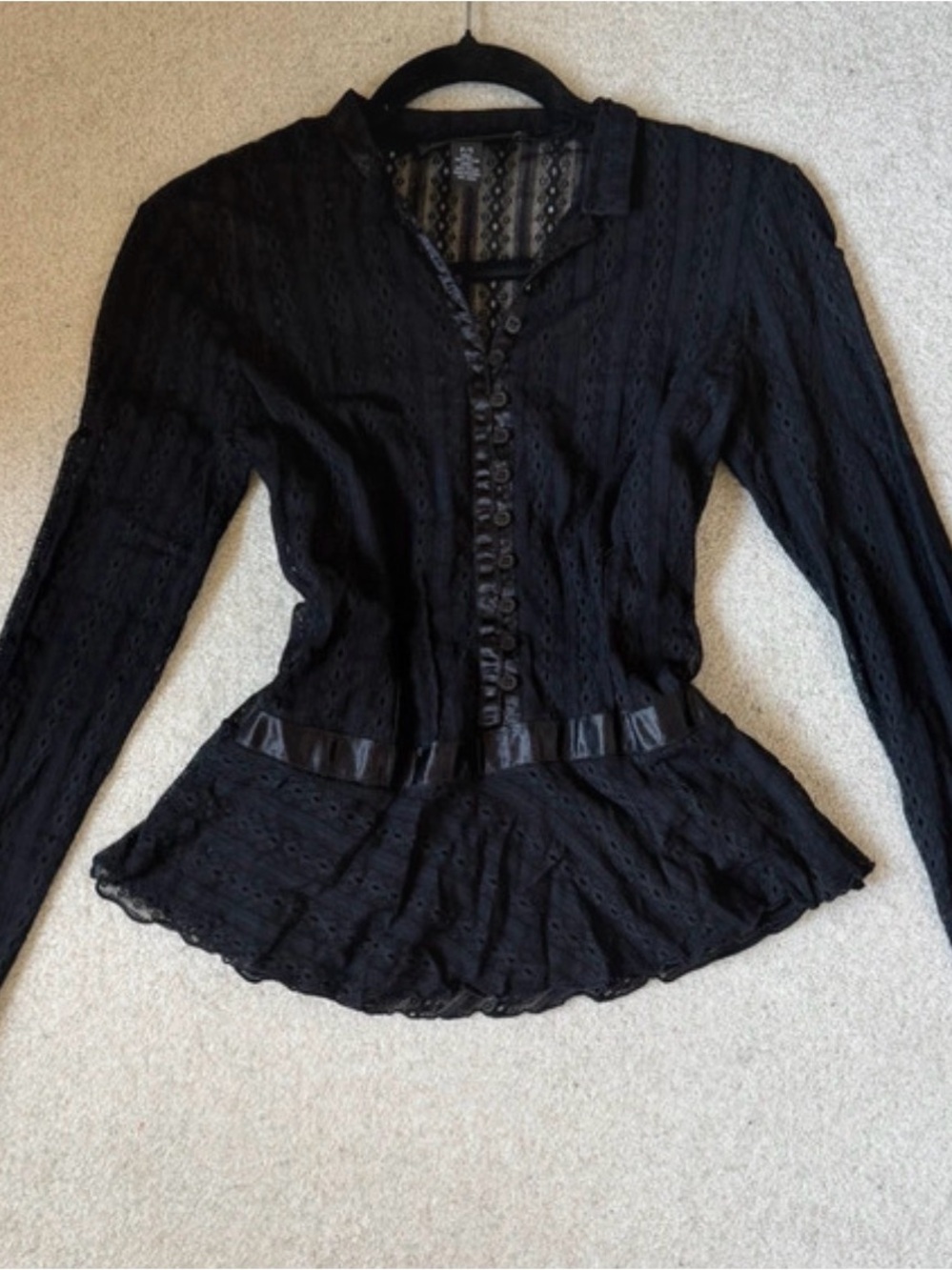 Black lace long sleeve top